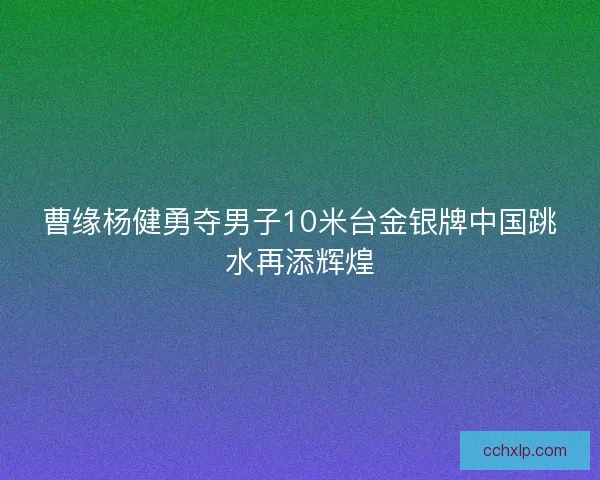 曹缘杨健勇夺男子10米台金银牌中国跳水再添辉煌