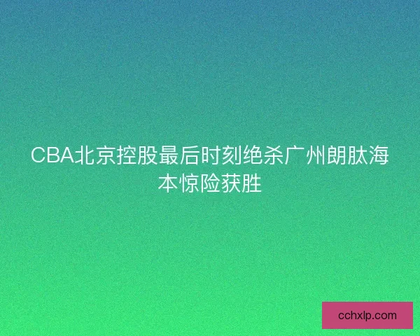 CBA北京控股最后时刻绝杀广州朗肽海本惊险获胜